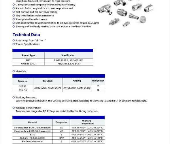 Fitok Face Seal Fittings FO Series O-ring - Fitek Pte Ltd (Singapore)