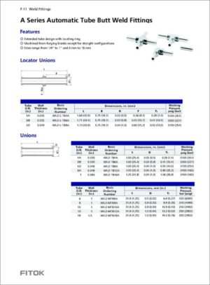 Fitok A Series Weld Fittings