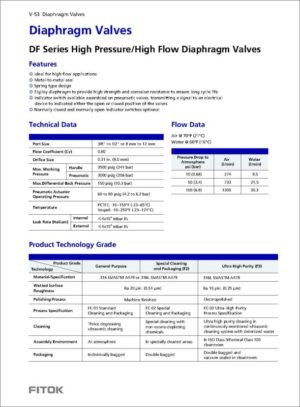 Fitok Diaphragm Valves DF Series