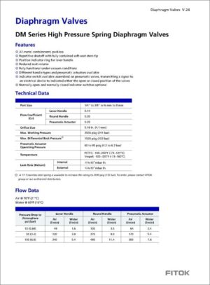 Fitok Diaphragm Valves DM Series