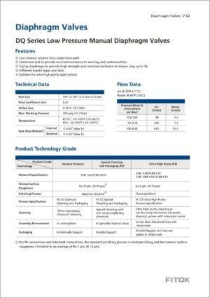 Fitok Diaphragm Valves DQ Series