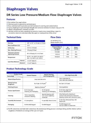 Fitok Diaphragm Valves DR Series