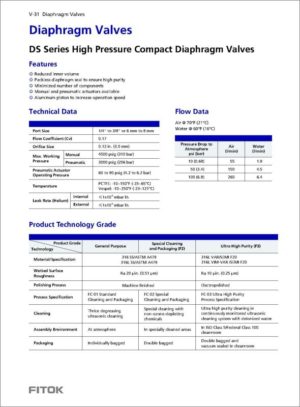 Fitok Diaphragm Valves DS Series