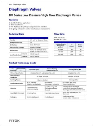 Fitok Diaphragm Valves DV Series