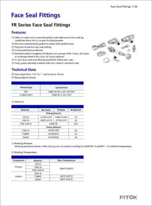 Fitok FR Series Face Seal Fittings