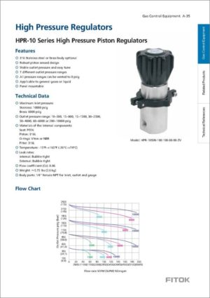 Fitok High Pressure Regulators HPR-10 Series