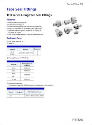 Fitok Face Seal Fittings TFO Series L-ring