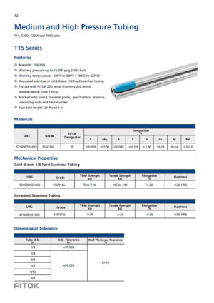 Fitok Medium & High Pressure Tubing